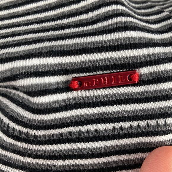 Philanthropy Women's Black Striped Short Sleeve Slit Neck T-Shirt Size XS New - Picture 8 of 12